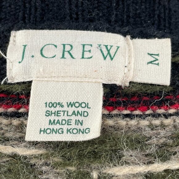 J. Crew Vintage Fair Isle Longline Cardigan Sweater Shetland Wool Hong Kong M - Picture 8 of 9
